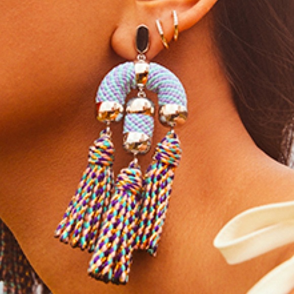 NWT Masie Statement Tassel Drop Earrings, Blue - Picture 7 of 7